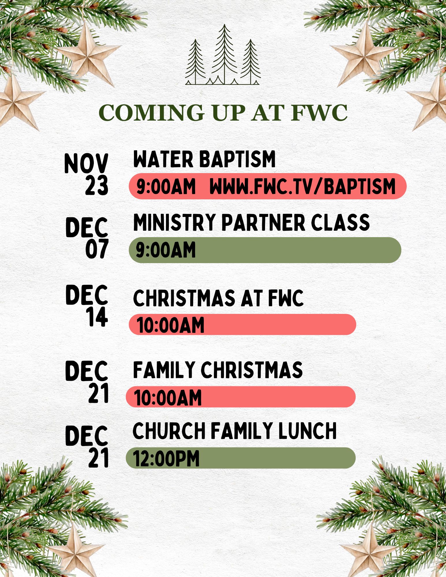 Coming Up at FWC Christmas